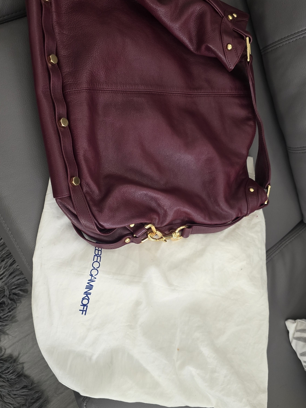 Rebecca Minkoff Burgundy Leather Hobo with Gold Hardware